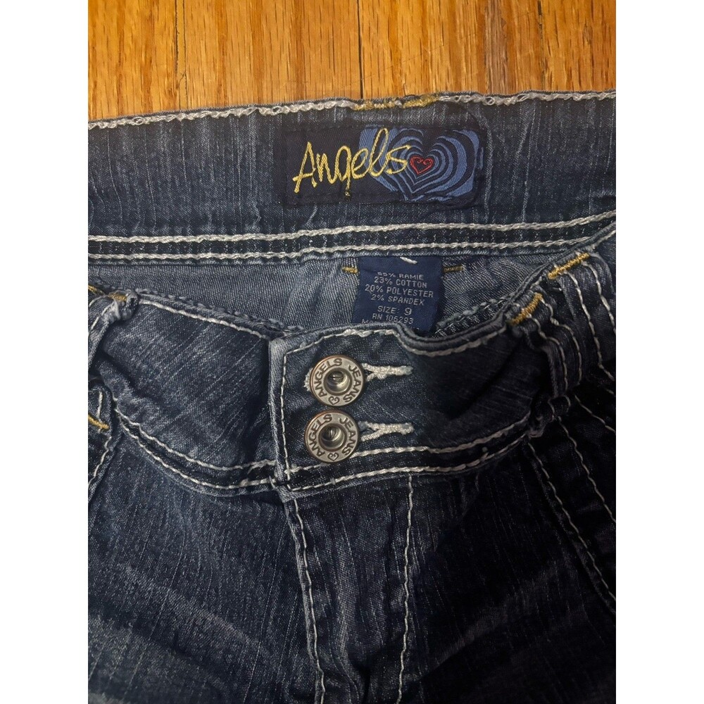 Vintage Y2k Angels Low Rise Jean Capris Size 9 Streetwear Dark Wash - Picture 2 of 5